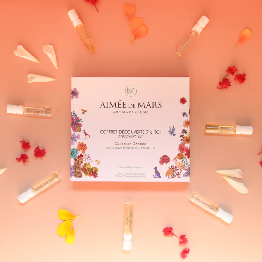 Aimée de Mars Déesses – 7 natural perfume samples, floral & oriental EdPs, Cosmos Natural, hormone-free. Made in France | LaPeNu
