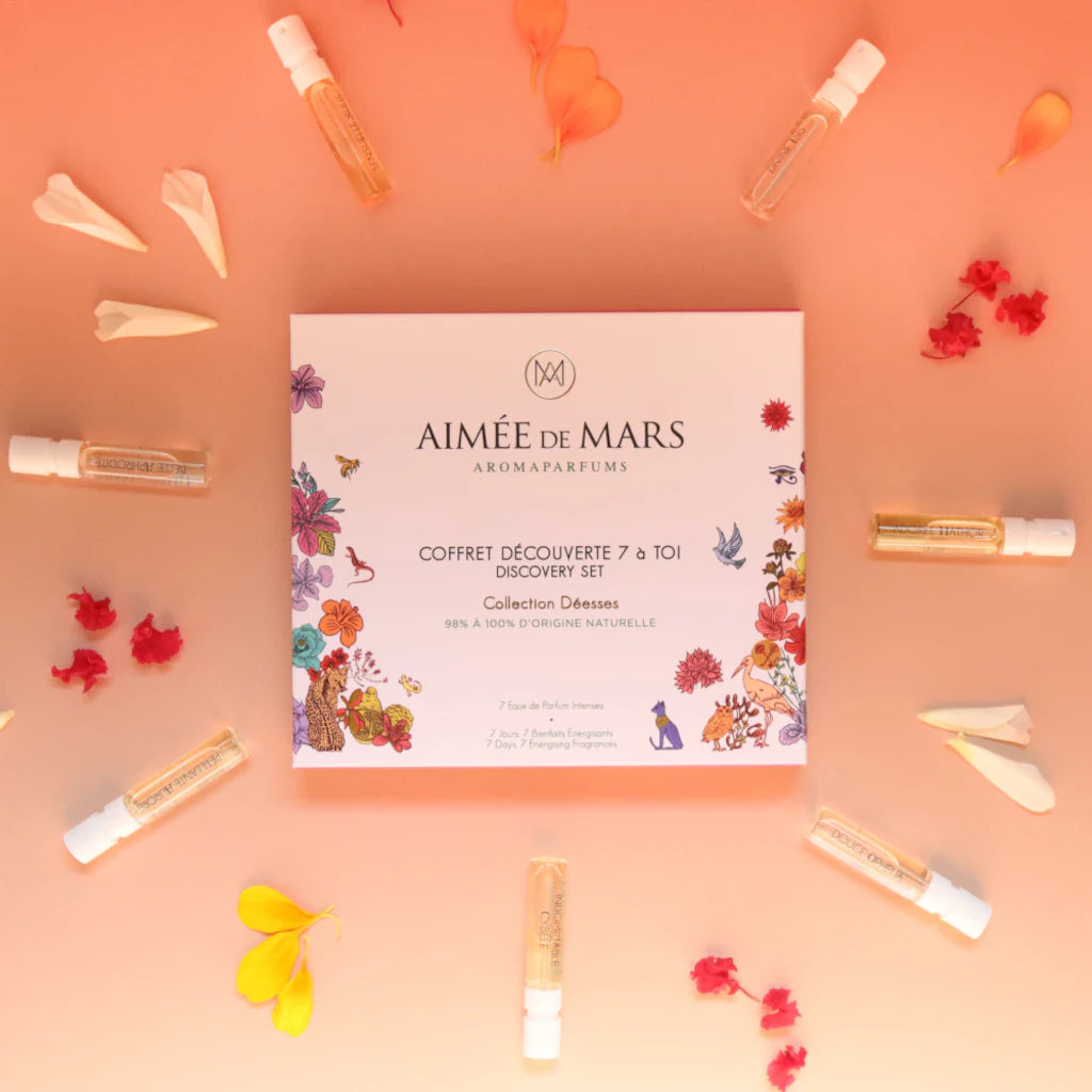 Aimée de Mars Déesses Discovery Set – 7 natural perfume samples, floral & oriental EdPs, vegan, hormone-free. Made in France | LaPeNu
