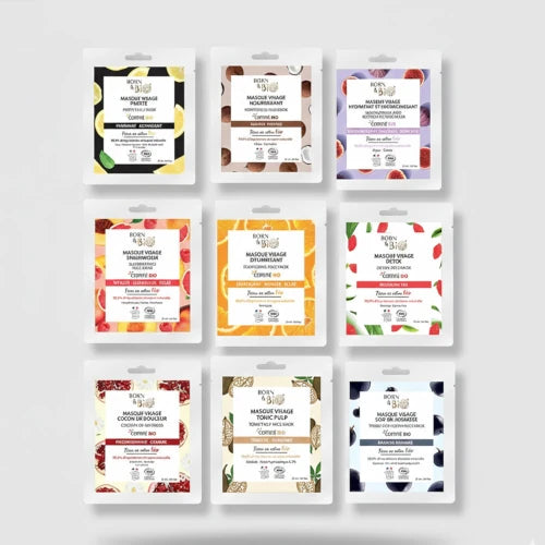 Certified organic sheet face masks collection – brightening, hydrating & detox – natural origin – Certified – Made in France | LaPeNu