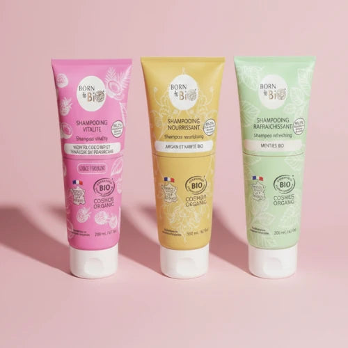 Organic certified shampoo range – nourishing argan shea, vitality & refreshing mint, made in Vichy, France | LaPeNu