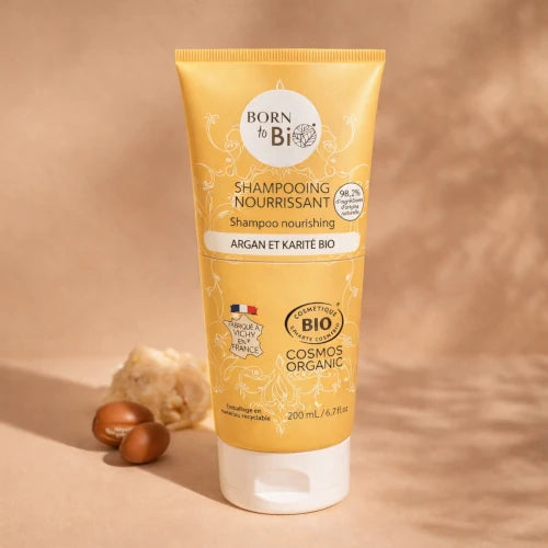 Cosmos Organic nourishing shampoo argan & shea butter – dry damaged hair, made in Vichy, France | LaPeNu