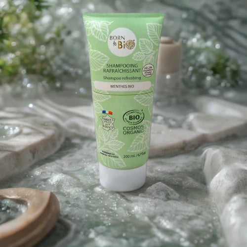 Organic refreshing shampoo with spearmint – cooling mint formula for oily scalp, Cosmos Organic certified, Vichy, France | LaPeNu