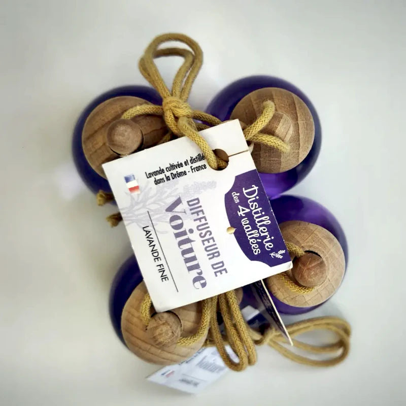 Natural lavender car diffuser – pure EO, wooden cap diffusion, no heat, no alcohol. Soothing floral scent. Made in France | LaPeNu