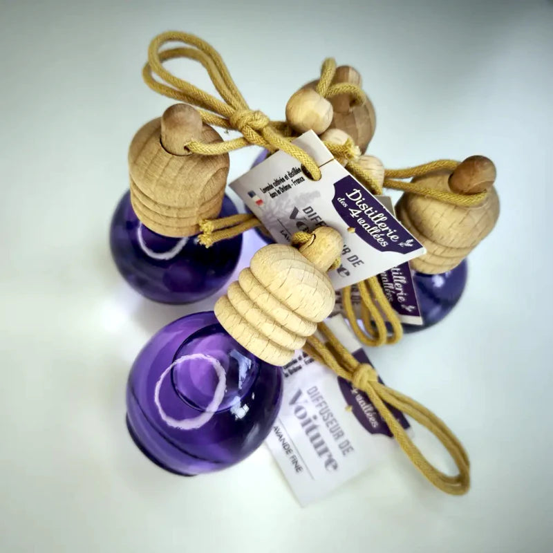 Fine lavender car diffuser – pure essential oil, wooden cap passive diffusion, no alcohol. Natural calming scent. Made in France | LaPeNu