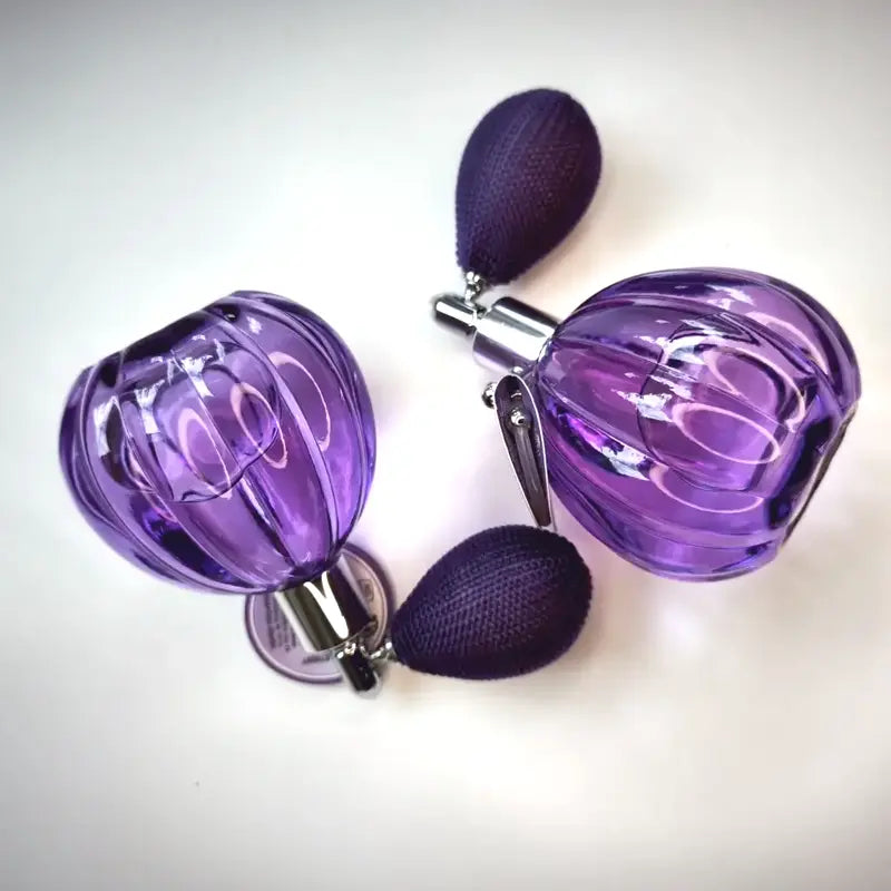 Lavande Précieuse natural lavender EdT – 12 ml & 60 ml engraved purple glass flacons with poire atomizer. Refillable, floral fougère. Made in France | LaPeNu