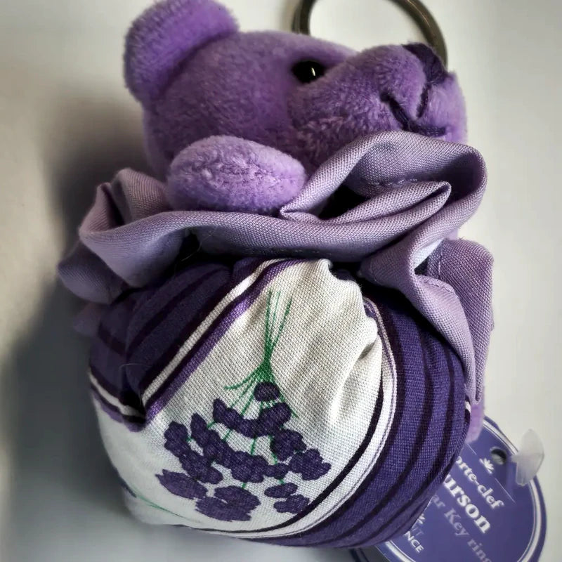 Teddy Bear lavender keychain with quality cotton fabric, soft velour and dried Provence flower filling. Made in France | Lapenu