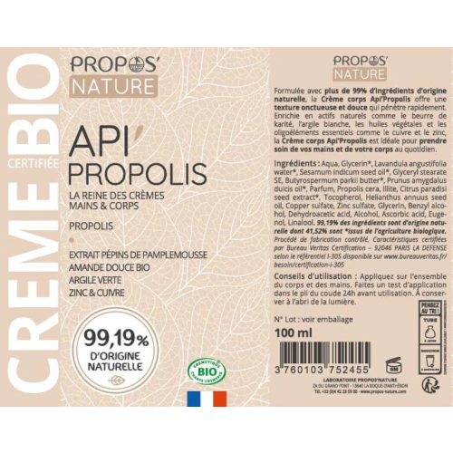 Organic Cream - Regenerating Api'Propolis (Hands & Body)