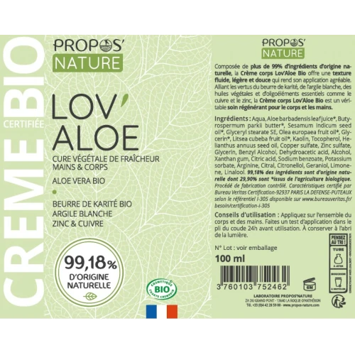 Organic Cream - Hydrating Lov'Aloe (Hands & Body)