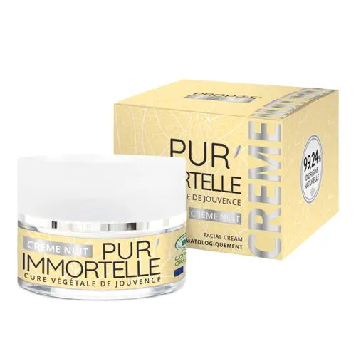 Organic Immortelle night cream with 99.24% natural ingredients — regenerates, firms & plumps mature skin overnight. Provence, France | LaPeNu