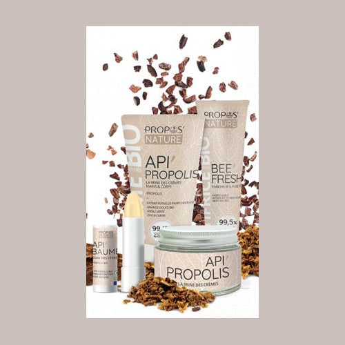 Organic propolis skincare range: hand cream, 3-in-1 cleanser, face cream and lip balm, 99%+ natural, Provence, France | LaPeNu