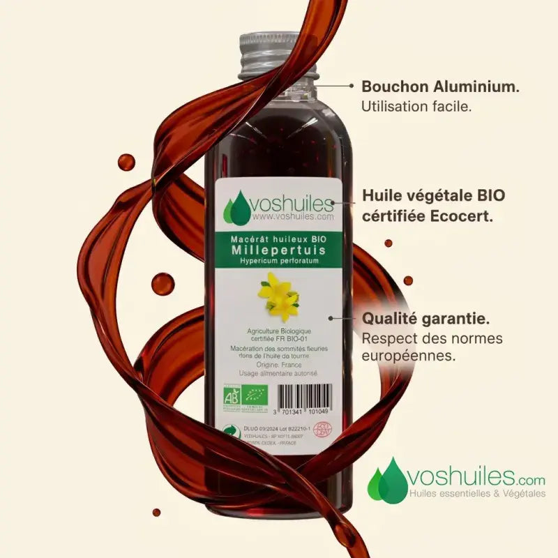 Certified organic St. John's Wort oil – aluminium cap – European quality – made in France | LaPeNu