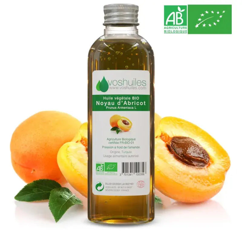 Organic apricot kernel oil cold-pressed, Prunus armeniaca, Ecocert & AB certified organic, light carrier oil for skin & hair | LaPeNu