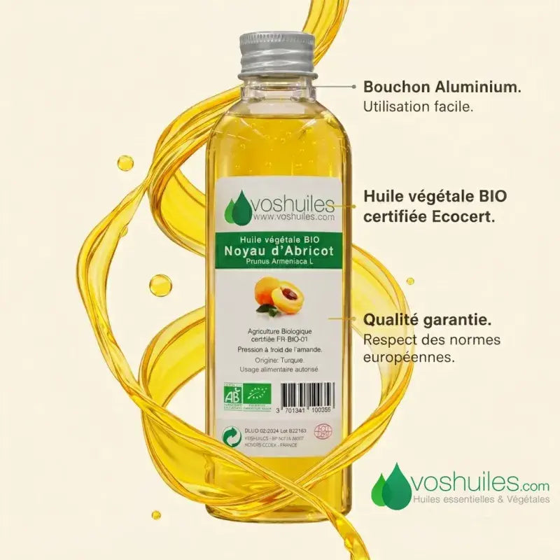 Organic apricot kernel oil, lightweight vegetable oil, Ecocert & AB certified organic, softening nourishing carrier oil | LaPeNu