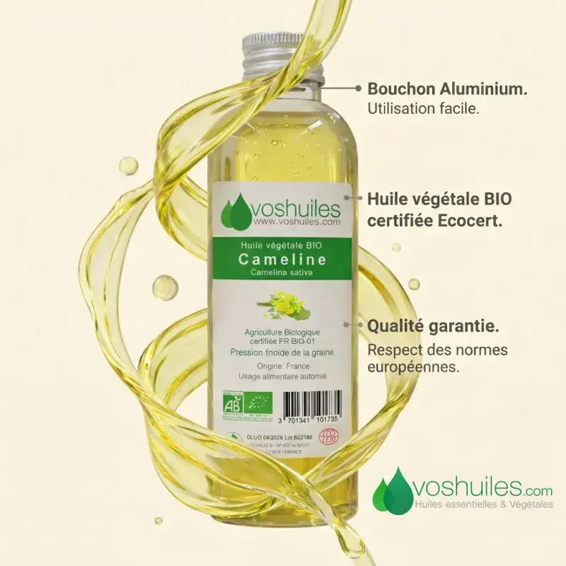 Ecocert & AB certified organic camelina oil, aluminium cap, European quality, made in France | LaPeNu