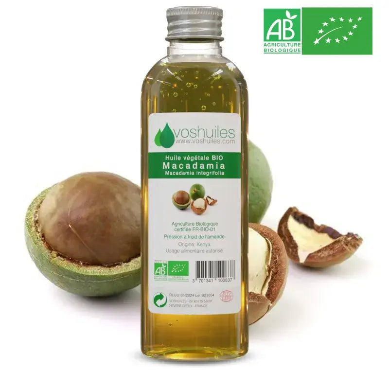 Organic macadamia oil cold-pressed – omega-7 & omega-9 – moisturizing dry oil for skin & hair – Ecocert certified organic | LaPeNu