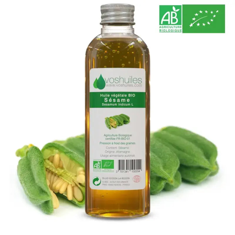 Organic sesame oil cold-pressed Sesamum indicum – UV-protective, antioxidant, nourishing – Ecocert & AB certified organic | LaPeNu