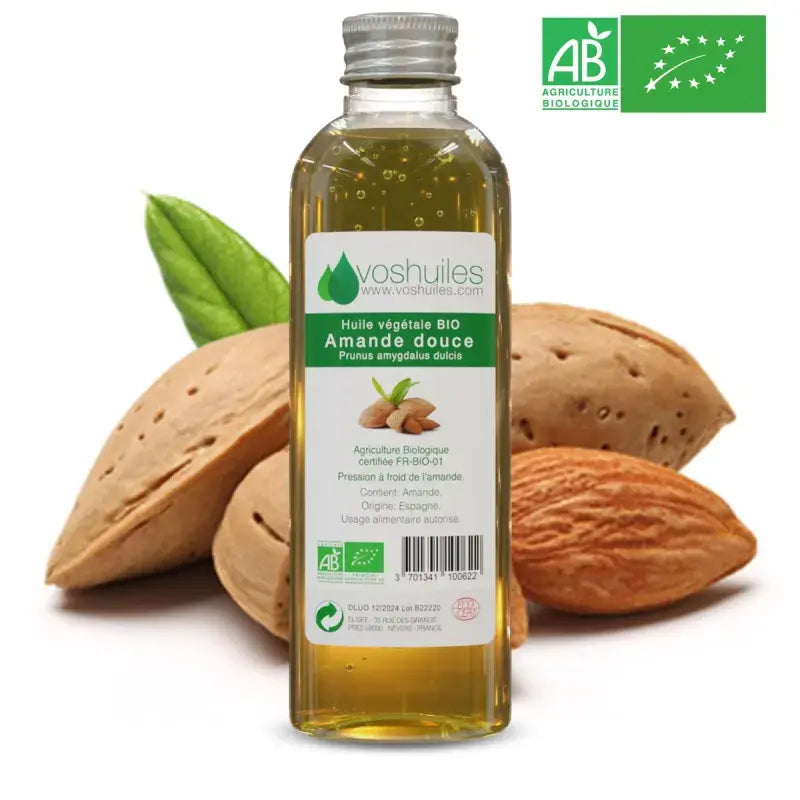 Organic sweet almond oil cold-pressed carrier oil, EU AB certified, nourishing & softening | LaPeNu
